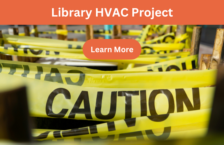 Photo of caution tape with a learn more button